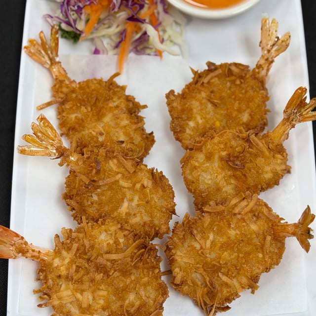 Coconut prawns.